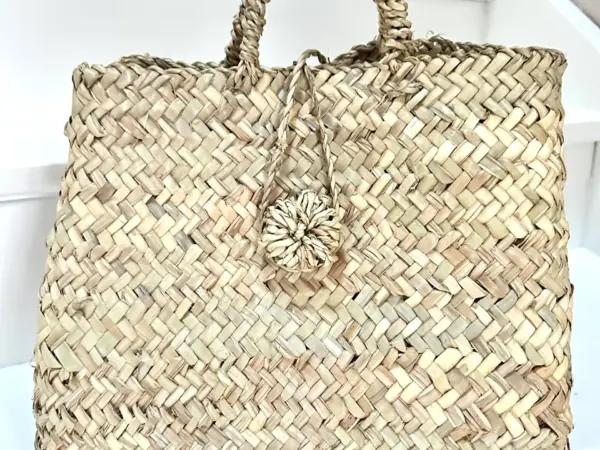 Handwoven Palm Leaf Handbag – Moroccan Artisan Tote for Everyday Use