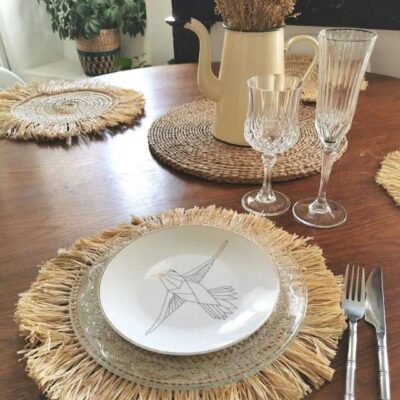 3978a6ecf35a0963b7761b9d89b848095bfc4cb12308efa9eeb614f9b94e2bfa-1.jpeg Handwoven Wicker Moroccan Placemats with Tassels – Boho Table Decor