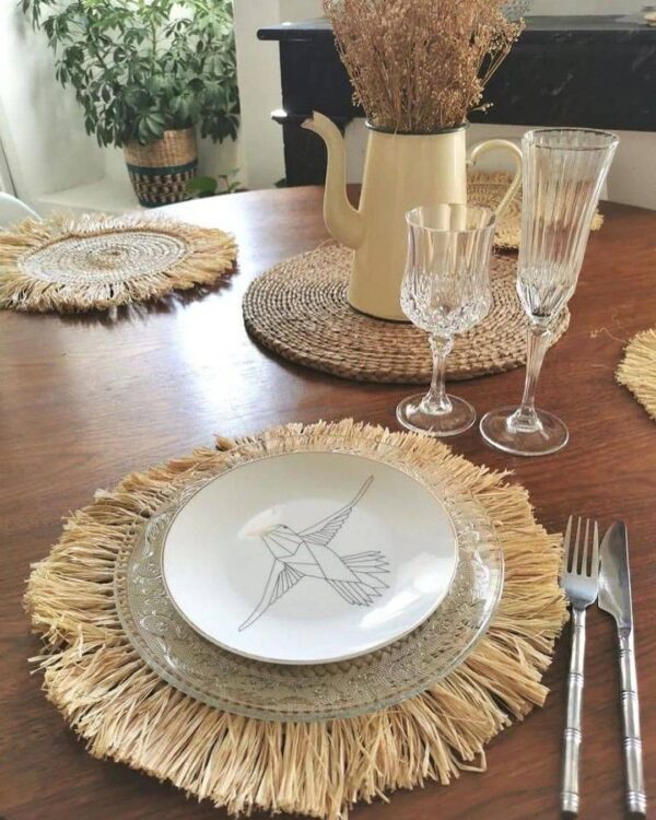 3978a6ecf35a0963b7761b9d89b848095bfc4cb12308efa9eeb614f9b94e2bfa-1.jpeg Handwoven Wicker Moroccan Placemats with Tassels – Boho Table Decor