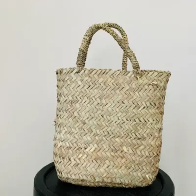 4c49858d9757231a4996e2e8196be213812c8bf96749901e0565e41a05d2ee2c-1.webp Handwoven Palm Leaf Tote Bag | Rectangular Eco-Friendly Bag | 28x24x12 cm