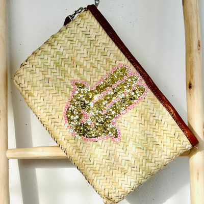 51c8ca45886fa5a7de1115996f8f703a5ed236f6f437a4f5dca708001cefcb5f-2.webp Handwoven Straw Pouch with Sequin Hamsa Design – Boho Chic Clutch