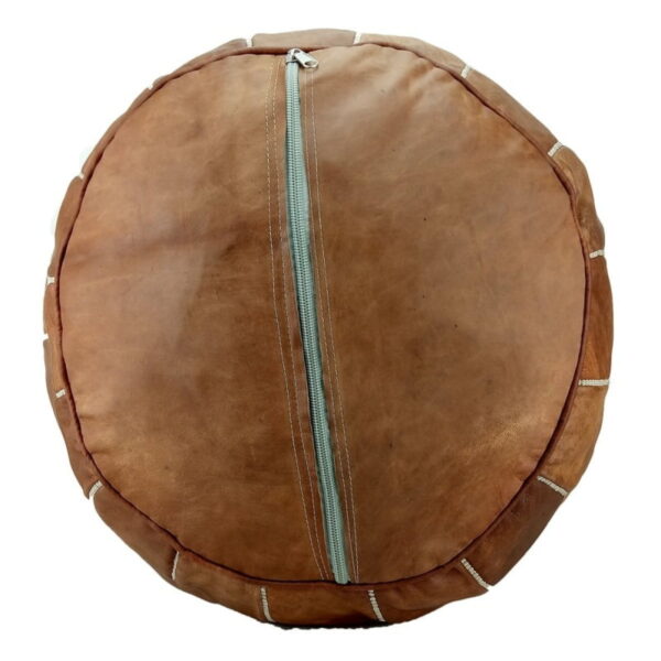 73412160_2753680647997209_3988876899643293696_n-1200x1200-1.jpg Natural Leather Moroccan Pouf – Handcrafted Round Ottoman (21″ × 12″)