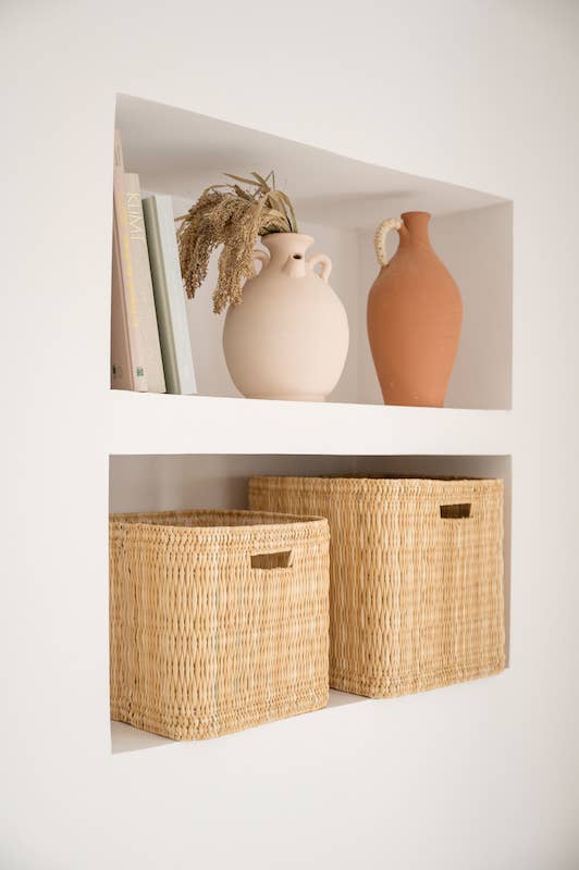 8355302875a16b81daefac401e3410f9acf1ed2a121eb46cd66f1b3d12daab0b-1.jpeg Handwoven Jonc Storage Basket – 2 Sizes | Moroccan Home Organizer