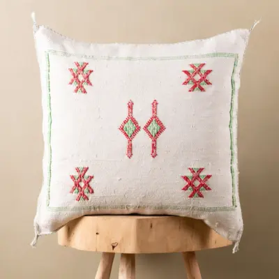 CSS14SH-1.webp Handmade Cactus Silk Cushion Cover – Vintage Bohemian Berber Pillow