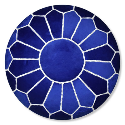 Copie-de-sabra-108.jpg Velvet Pouffe – Blue and White | 55x35 cm Handcrafted Round Ottoman