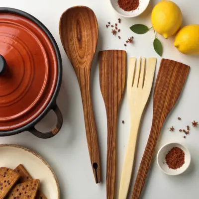 Decorative-Wooden-Spoon-And-Fork-Set-1.webp Handmade Decorative Wooden Spoon and Fork Set – 6-Piece Boho Chic Lemon Wood (12″)