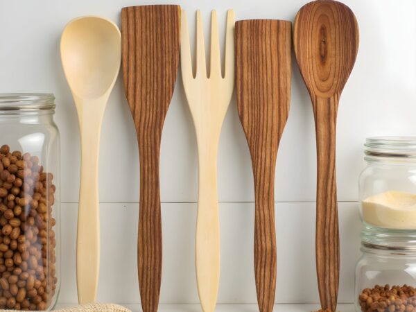 Decorative-Wooden-Spoon-And-Fork-Set-2.jpg Handmade Decorative Wooden Spoon and Fork Set – 6-Piece Boho Chic Lemon Wood (12″)