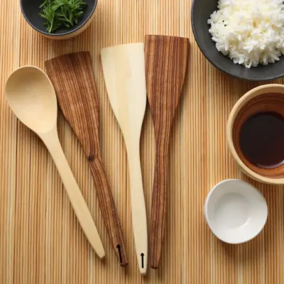 Decorative-Wooden-Spoon-And-Fork-Set-4.webp Handmade Decorative Wooden Spoon and Fork Set – 6-Piece Boho Chic Lemon Wood (12″)