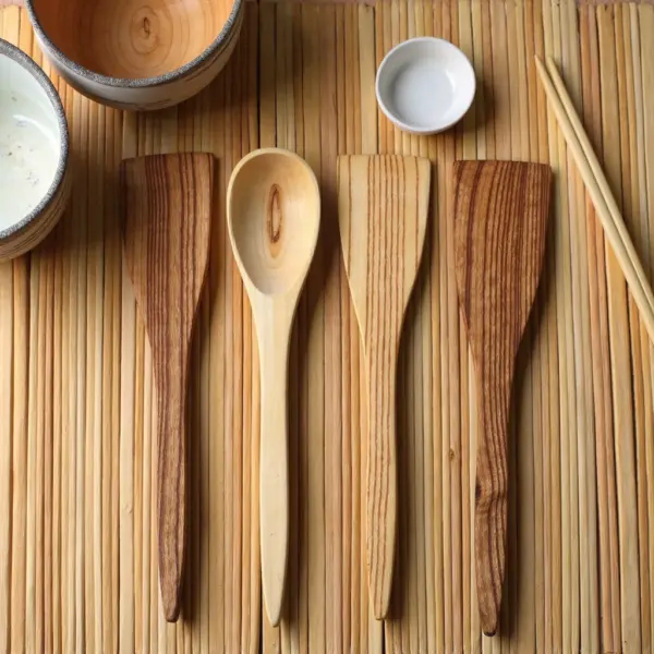 Decorative-Wooden-Spoon-And-Fork-Set-5.webp Handmade Decorative Wooden Spoon and Fork Set – 6-Piece Boho Chic Lemon Wood (12″)