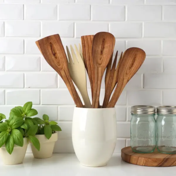 Decorative-Wooden-Spoon-And-Fork-Set-7.webp Handmade Decorative Wooden Spoon and Fork Set – 6-Piece Boho Chic Lemon Wood (12″)