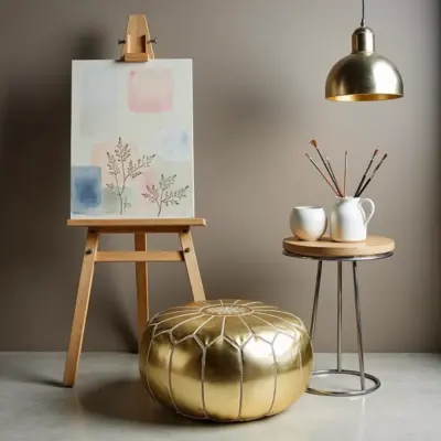 Handcrafted-Moroccan-Leather-Pouf-Gold-4-1000x1000-1.webp Gold Moroccan Leather Pouf – Handcrafted Round Ottoman with Matching Embroidery (21″ × 12″)