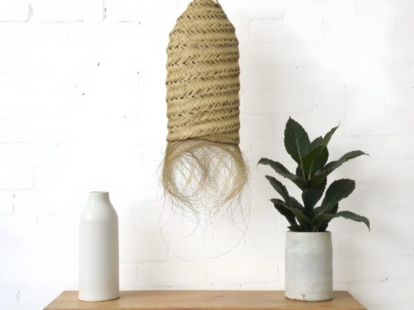 Handmade-Moroccan-Long-Straw-Lamp-Shades.jpg Cylindrical Palm Leaf Pendant Light – Handwoven Moroccan Lampshade (30 × 45 cm)
