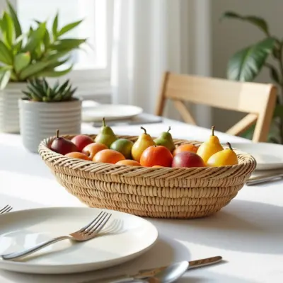Handmade Moroccan Oval Bread Basket – Natural Straw Fruit Basket (14″)