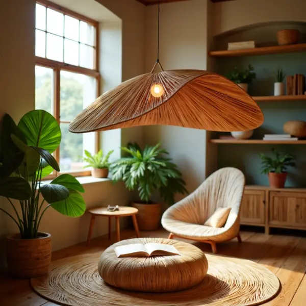 Handmade-Moroccan-Raffia-Pendant-Light-Natural-24x22in-3.webp Natural Raffia Pendant Light – Large Handwoven Moroccan Ceiling Lamp (22″ Diameter)