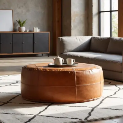 Large-Handcrafted-Genuine-Leather-Moroccan-Pouf-in-Light-Brown-2.webp Large Moroccan Leather Pouf – Handmade Ottoman & Coffee Table (Custom Sizes 14″–60″)