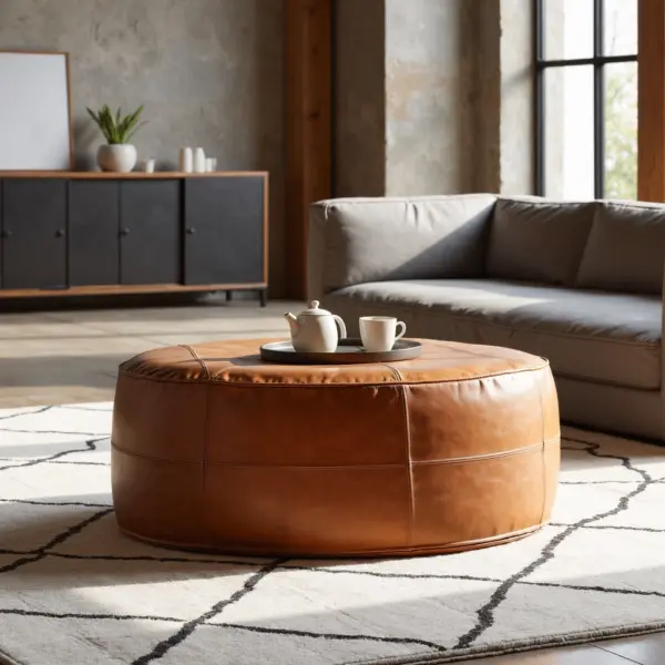 Large-Handcrafted-Genuine-Leather-Moroccan-Pouf-in-Light-Brown-2.webp Large Moroccan Leather Pouf – Handmade Ottoman & Coffee Table (Custom Sizes 14″–60″)