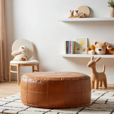 Large-Handcrafted-Genuine-Leather-Moroccan-Pouf-in-Light-Brown-8.webp Large Moroccan Leather Pouf – Handmade Ottoman & Coffee Table (Custom Sizes 14″–60″)