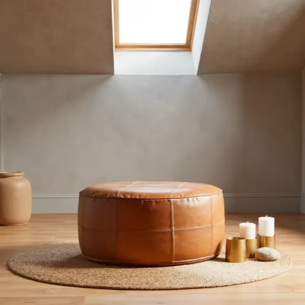 Large-Handcrafted-Genuine-Leather-Moroccan-Pouf-in-Light-Brown-9.webp Large Moroccan Leather Pouf – Handmade Ottoman & Coffee Table (Custom Sizes 14″–60″)