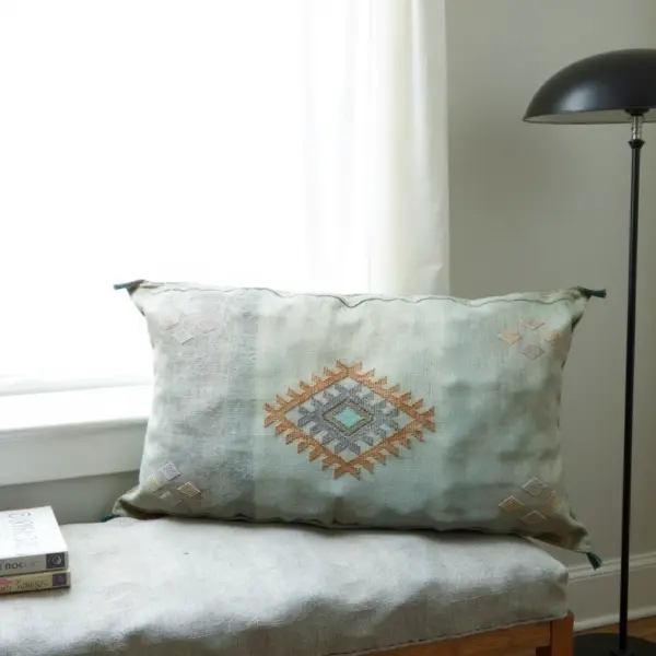 Large-Moroccan-Silk-Cactus-Pillow-Cover-36x16-Inches-with-Embroidered-Details-3.webp Light Green – Large Handwoven Moroccan Cactus Silk Pillow Cover with Diamond Motif (36″ × 16″)