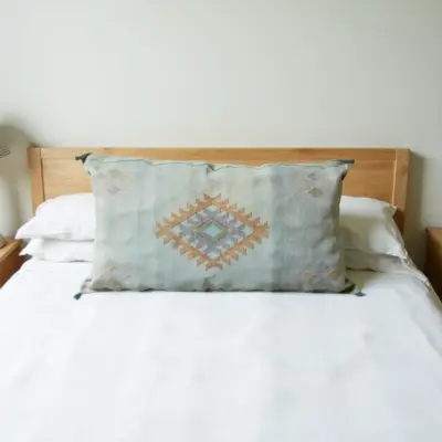 Large-Moroccan-Silk-Cactus-Pillow-Cover-36x16-Inches-with-Embroidered-Details-8.webp Light Green – Large Handwoven Moroccan Cactus Silk Pillow Cover with Diamond Motif (36″ × 16″)
