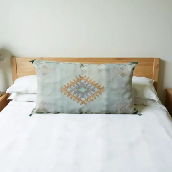 Large-Moroccan-Silk-Cactus-Pillow-Cover-36x16-Inches-with-Embroidered-Details-8.webp Light Green – Large Handwoven Moroccan Cactus Silk Pillow Cover with Diamond Motif (36″ × 16″)