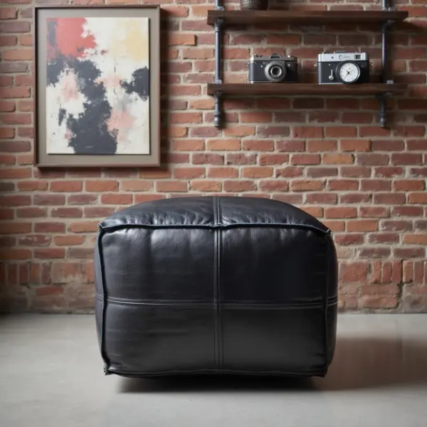 Moroccan-Square-Black-Leather-Pouf-4.webp Black Moroccan Leather Pouf – Handcrafted Square Ottoman (Custom Sizes 10″–24″)