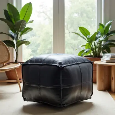 Moroccan-Square-Black-Leather-Pouf-7.webp Black Moroccan Leather Pouf – Handcrafted Square Ottoman (Custom Sizes 10″–24″)