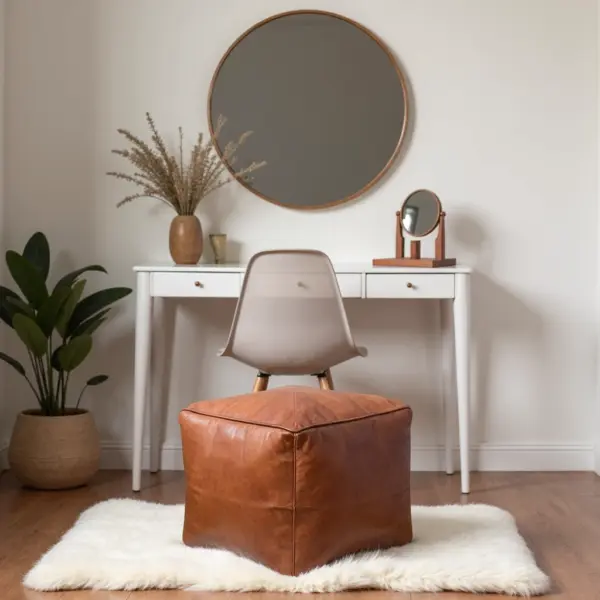 Moroccan-Square-Leather-Pouf-Natural-Brown-4.webp Moroccan Square Leather Pouf – Handcrafted Light Brown Ottoman (16″ × 16″ × 16″)