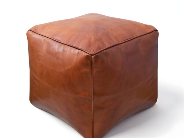Moroccan-Square-Leather-Pouf-Natural-Brown-9.jpg Moroccan Square Leather Pouf – Handcrafted Light Brown Ottoman (16″ × 16″ × 16″)