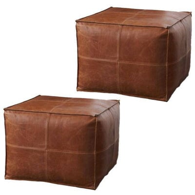 Moroccan-Square-Pouf-Coffee-Table-Set-Of-2-2.jpg Handmade Square Leather Pouf Coffee Table Set – Moroccan Ottomans (Custom Sizes Available)