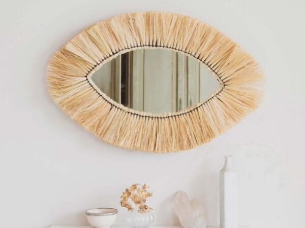 Moroccan-Straw-Eye-Mirror.jpeg Moroccan Straw Eye Mirror – Handwoven Raffia Wall Decor | Boho Wall Accent