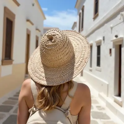 Moroccan-Straw-hats-Palm-Leaf-Hat-6.webp Handwoven Moroccan Wide Brim Straw Hat Set – Natural Palm Straw (ø 40 cm)