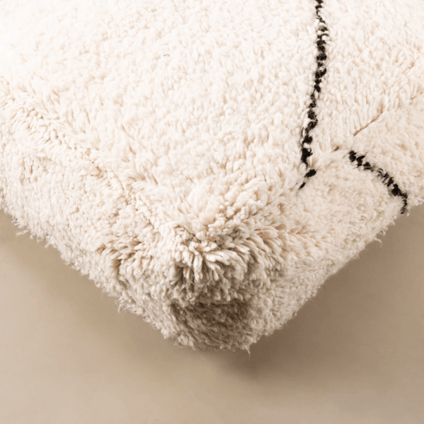 PFBN90SH-3.png Beni Ourain Floor Pillow Cover – 22x22 in (55x55 cm) Handwoven Moroccan Wool Cushion