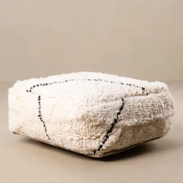 PFBN90SH-5.webp Beni Ourain Floor Pillow Cover – 22x22 in (55x55 cm) Handwoven Moroccan Wool Cushion