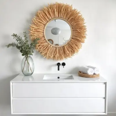 Round-Boho-Mirror-With-Handmade-Straw-Frame-3.webp Round Boho Mirror with Handmade Straw Frame – Natural Raffia Wall Decor (Small, Medium)