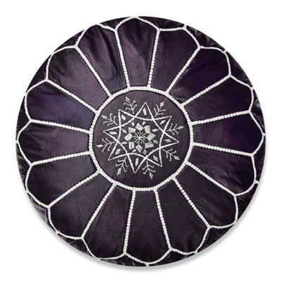 Steltjes-84-.jpg Velvet Pouffe – Blue and White | 55x35 cm Handcrafted Round Ottoman