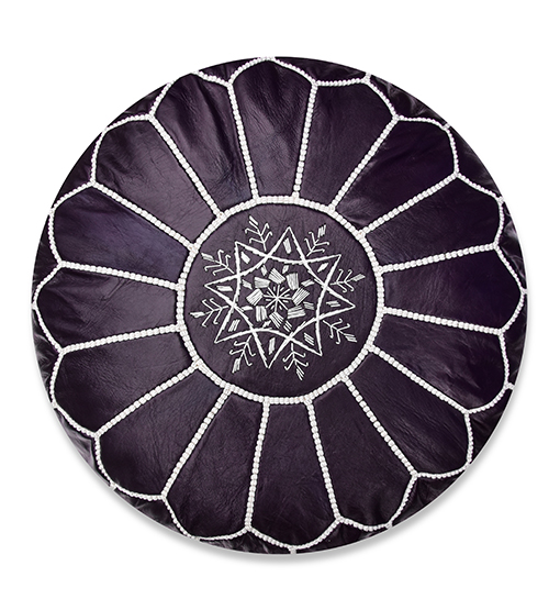 Steltjes-84-.jpg Velvet Pouffe – Blue and White | 55x35 cm Handcrafted Round Ottoman