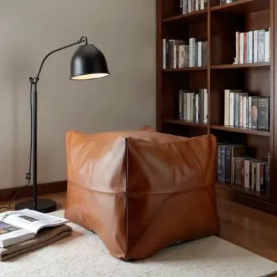 Stylish-Moroccan-Leather-Pouffe-Ottoman-3.webp Handcrafted Leather Square Pouffe Ottoman – 16″ Minimalist Moroccan Design