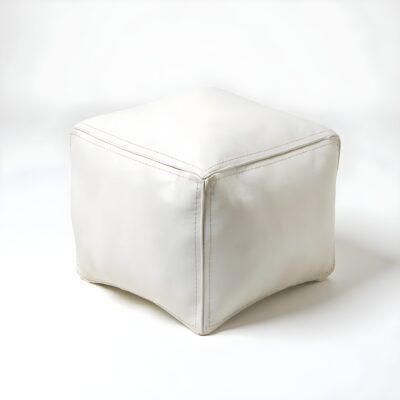 Stylish-Moroccan-White-Square-Leather-Pouf-1.jpg White Square Leather Pouf – Modern Moroccan Handcrafted Ottoman (16″ × 16″ × 15″)