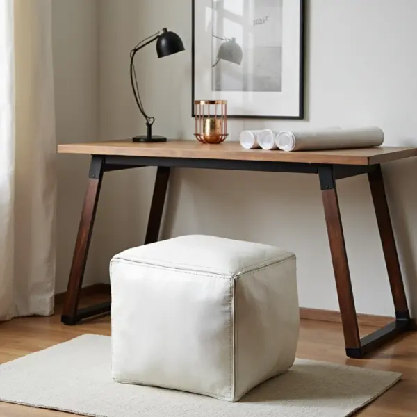 Stylish-Moroccan-White-Square-Leather-Pouf-4.webp White Square Leather Pouf – Modern Moroccan Handcrafted Ottoman (16″ × 16″ × 15″)