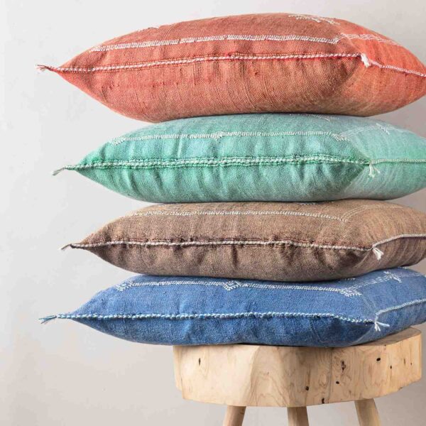blue-cactus-silk-pillow-cover-benisouk-501363.jpg Handmade Cactus Silk Cushion Cover – Vintage Bohemian Berber Pillow