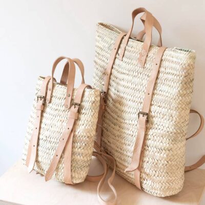 c607d6972cc38689c6565b06a304350d8ebc09d964ddb0707bf153147fb95667-1.jpeg Handwoven Moroccan Straw Backpack – 2 Sizes, Adjustable Leather Straps