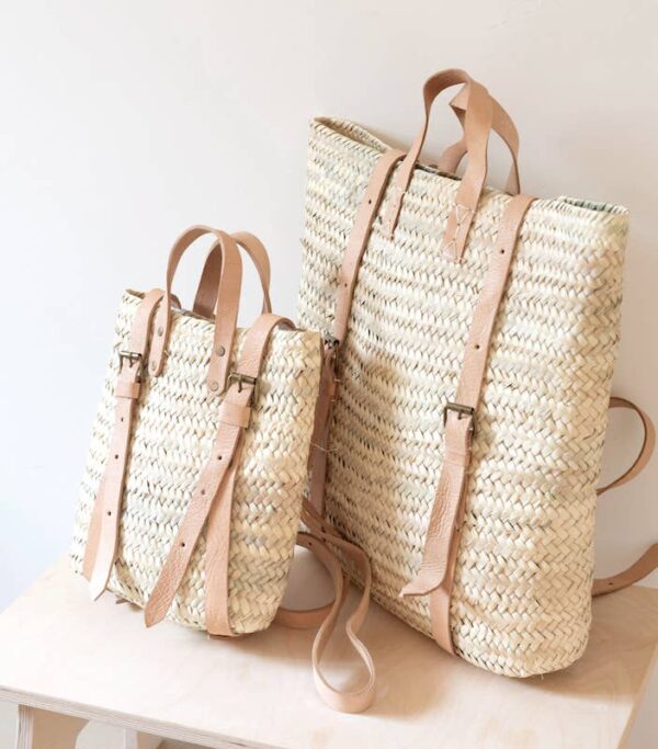 c607d6972cc38689c6565b06a304350d8ebc09d964ddb0707bf153147fb95667-1.jpeg Handwoven Moroccan Straw Backpack – 2 Sizes, Adjustable Leather Straps