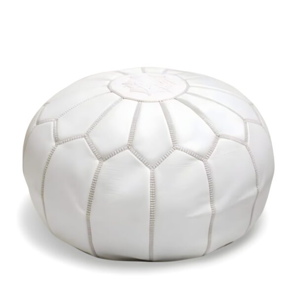d88cb5d2-7e42-47f5-842b-0763d768c54d.jpg White Moroccan Leather Pouf – Handcrafted Round Ottoman (21″ × 12″)